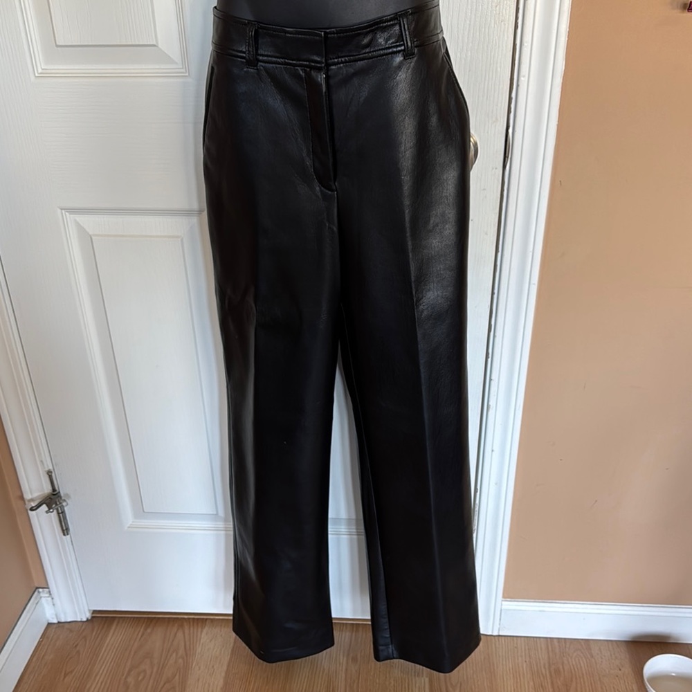 Black Leather look Wide-Leg Pants